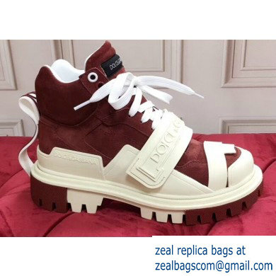 Dolce  &  Gabbana High-top Sneakers Creamy/Burgundy With Logo 2019